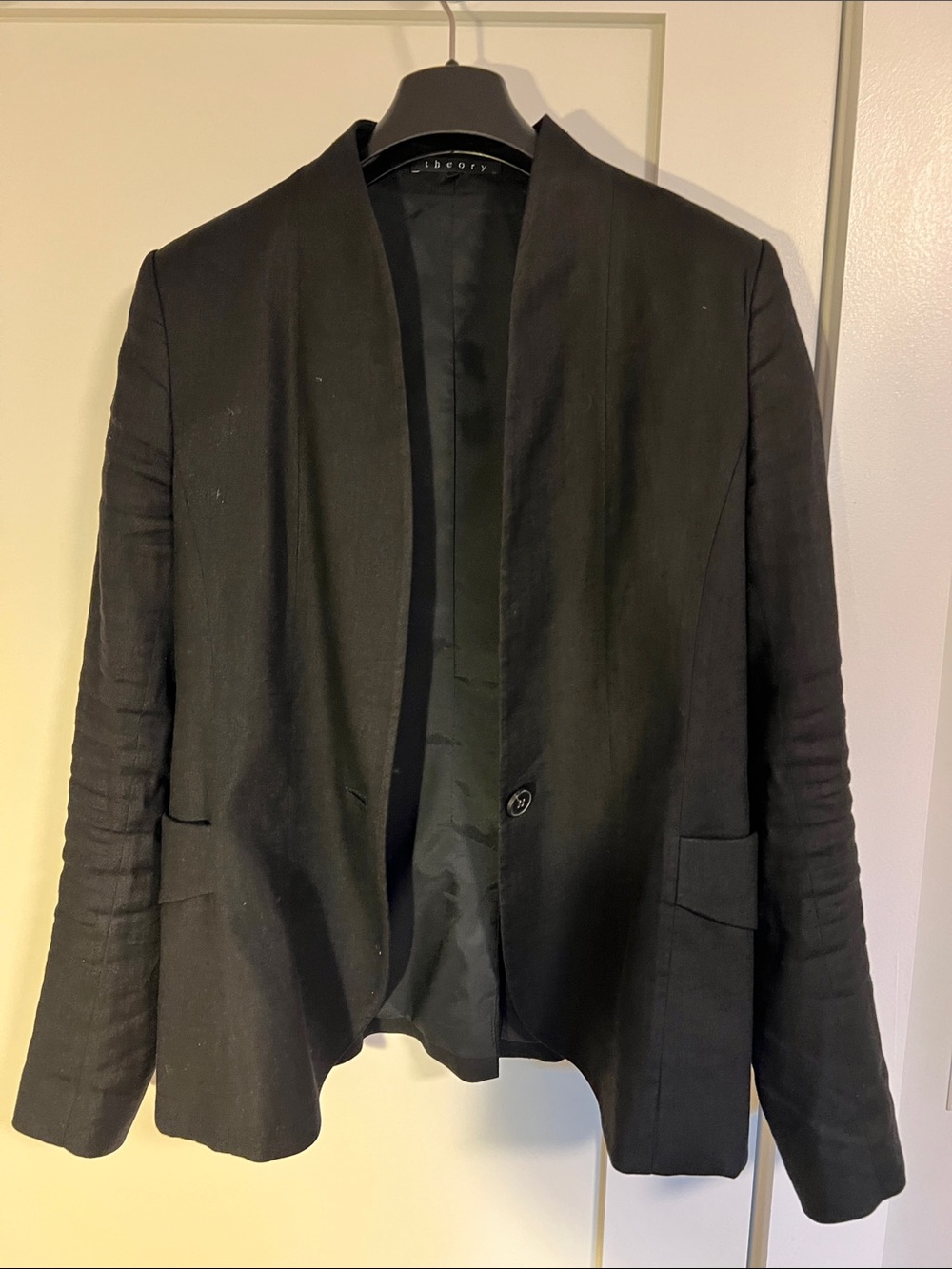 Theory Black Single-Button Open Blazer